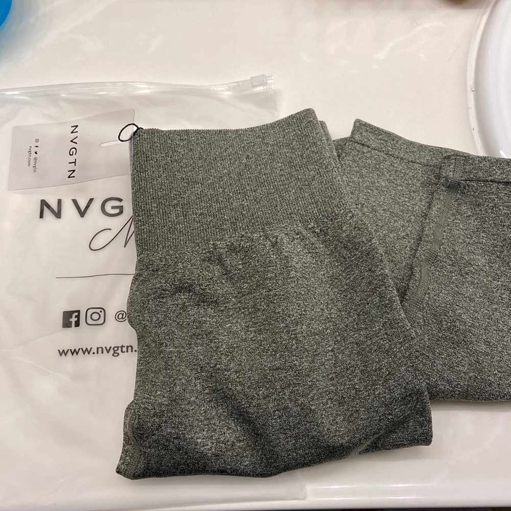 NVGTN Khaki Green Scrunch Seamless Leggings